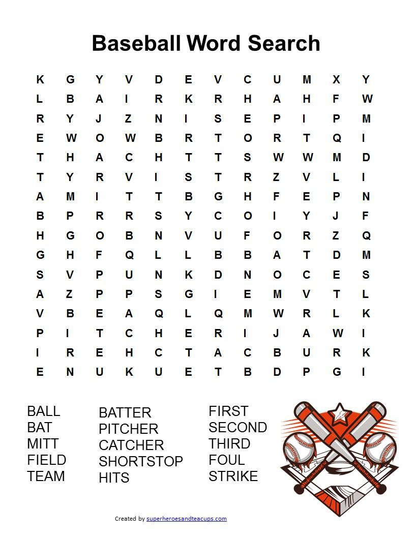 Baseball Word Search Free Printable | Summer Activities | Baseball - Free Printable Word Searches For Kids