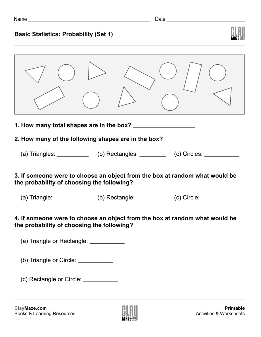 Basic Statistics: Probability I (Set 1) | Free Printable Children&amp;#039;s - Free Printable Probability Worksheets 4Th Grade