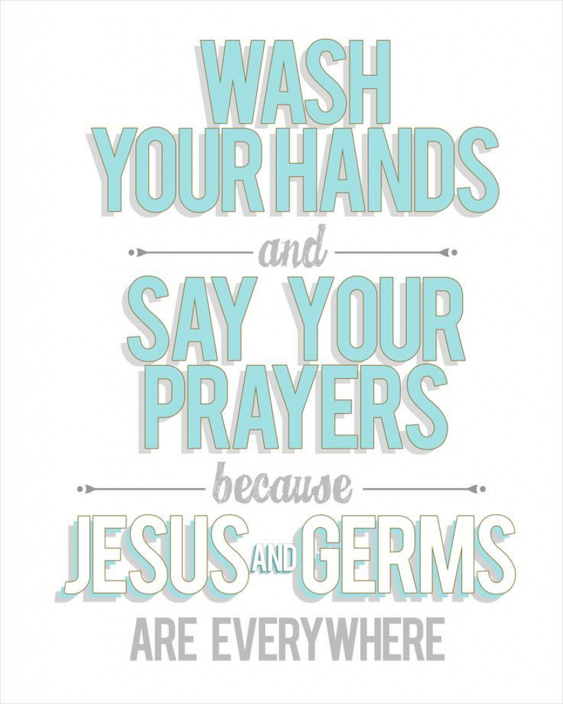 Beachy Summer Bathroom Makeover + Free Bathroom Printable Regarding - Wash Your Hands And Say Your Prayers Free Printable