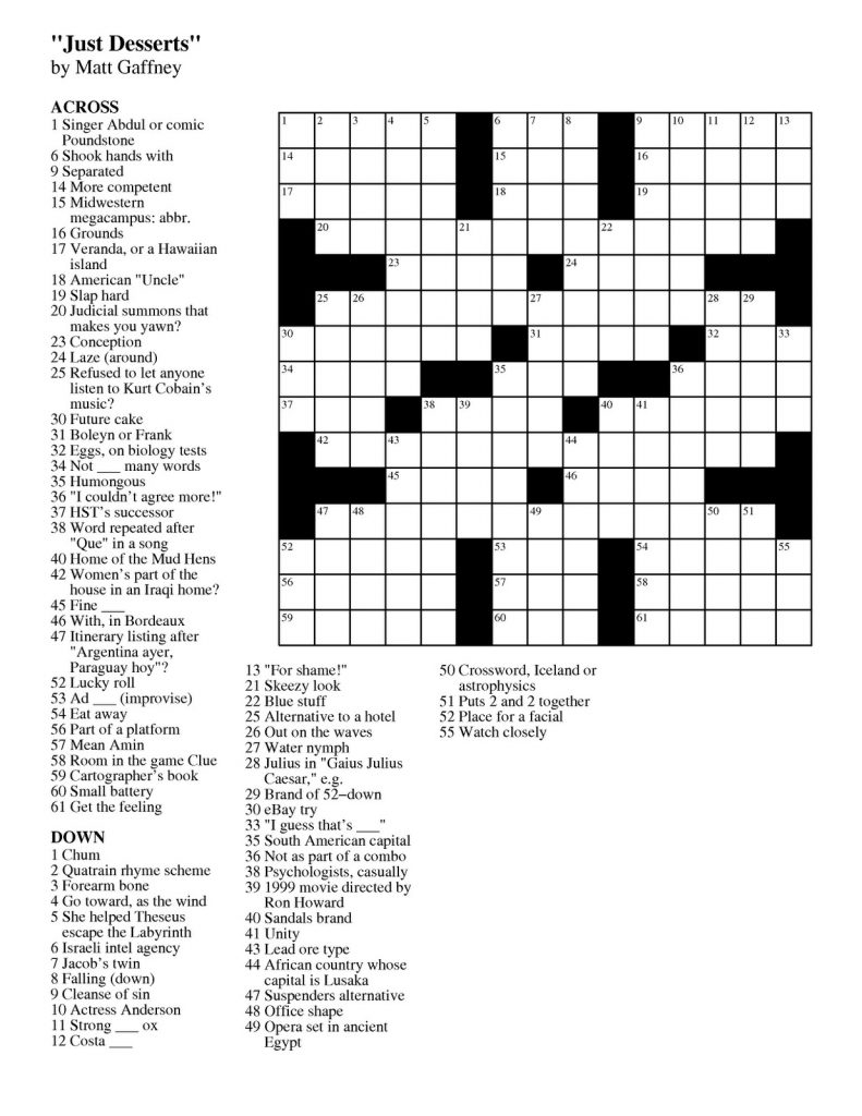 newpaper crosswords