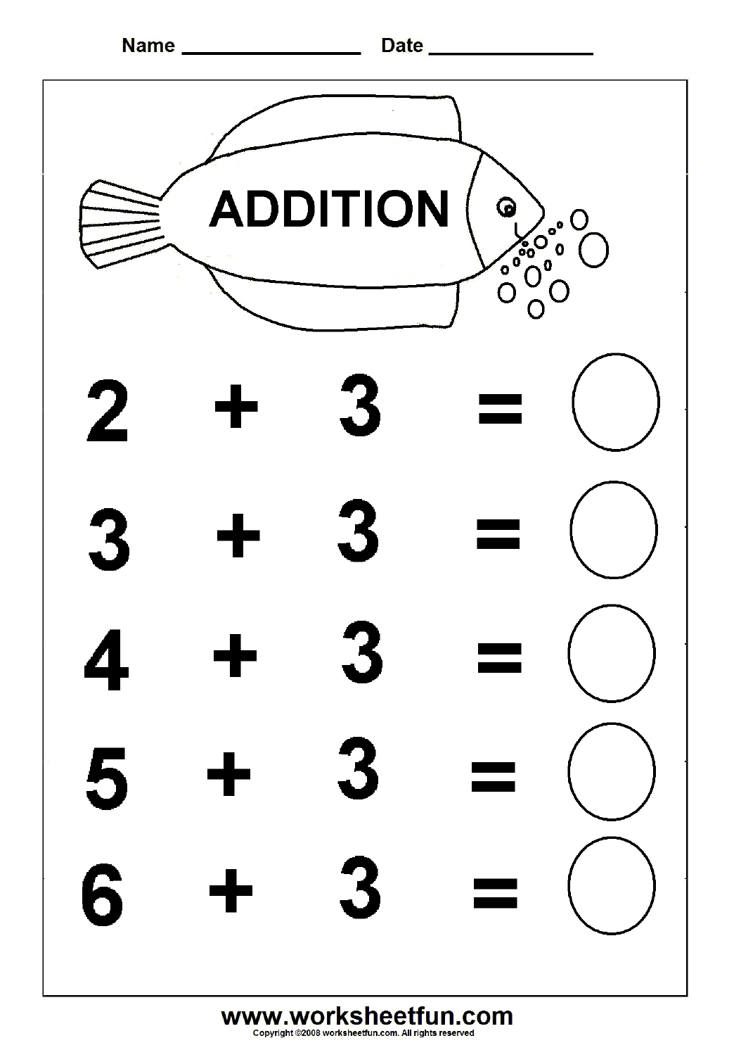 Beginner Addition – 6 Kindergarten Addition Worksheets / Free - Free Printable Simple Math Worksheets