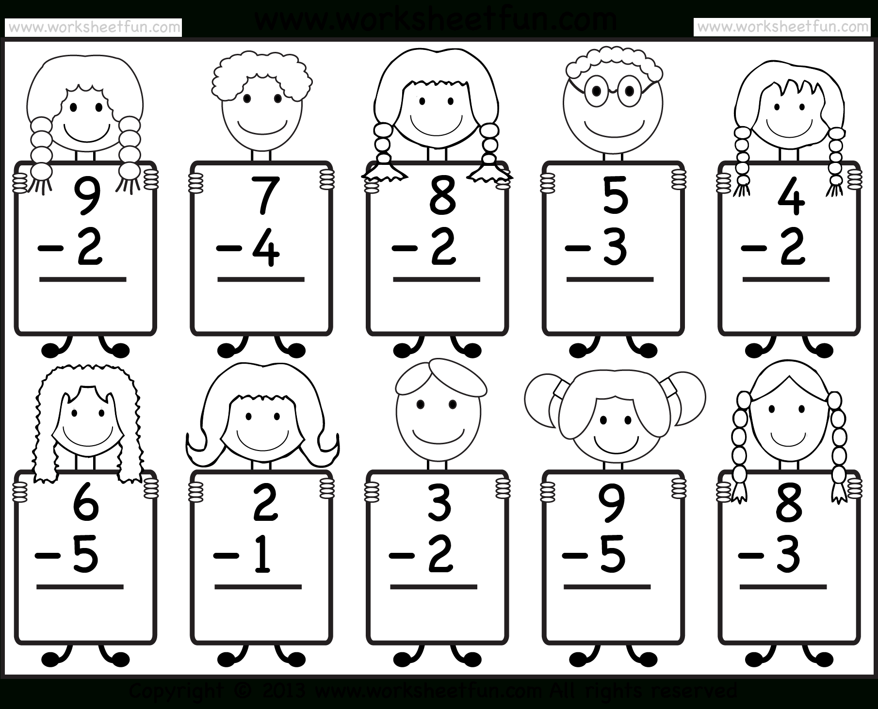 Beginner Subtraction – 10 Kindergarten Subtraction Worksheets / Free - Free Printable Worksheets For Kg1