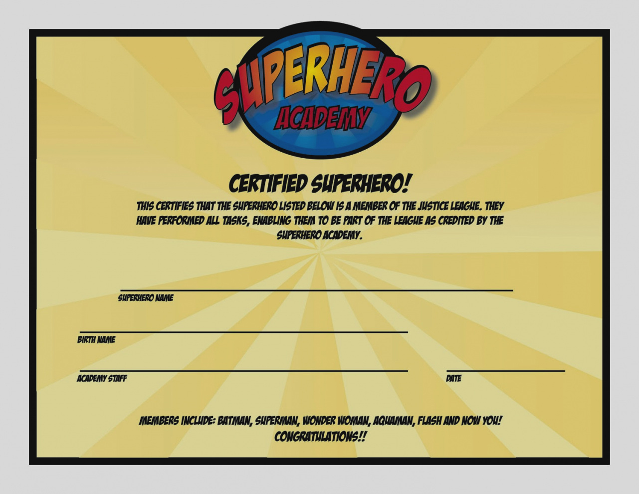Best Ideas For Superhero Certificate Template Free With Additional - Free Printable Superhero Certificates