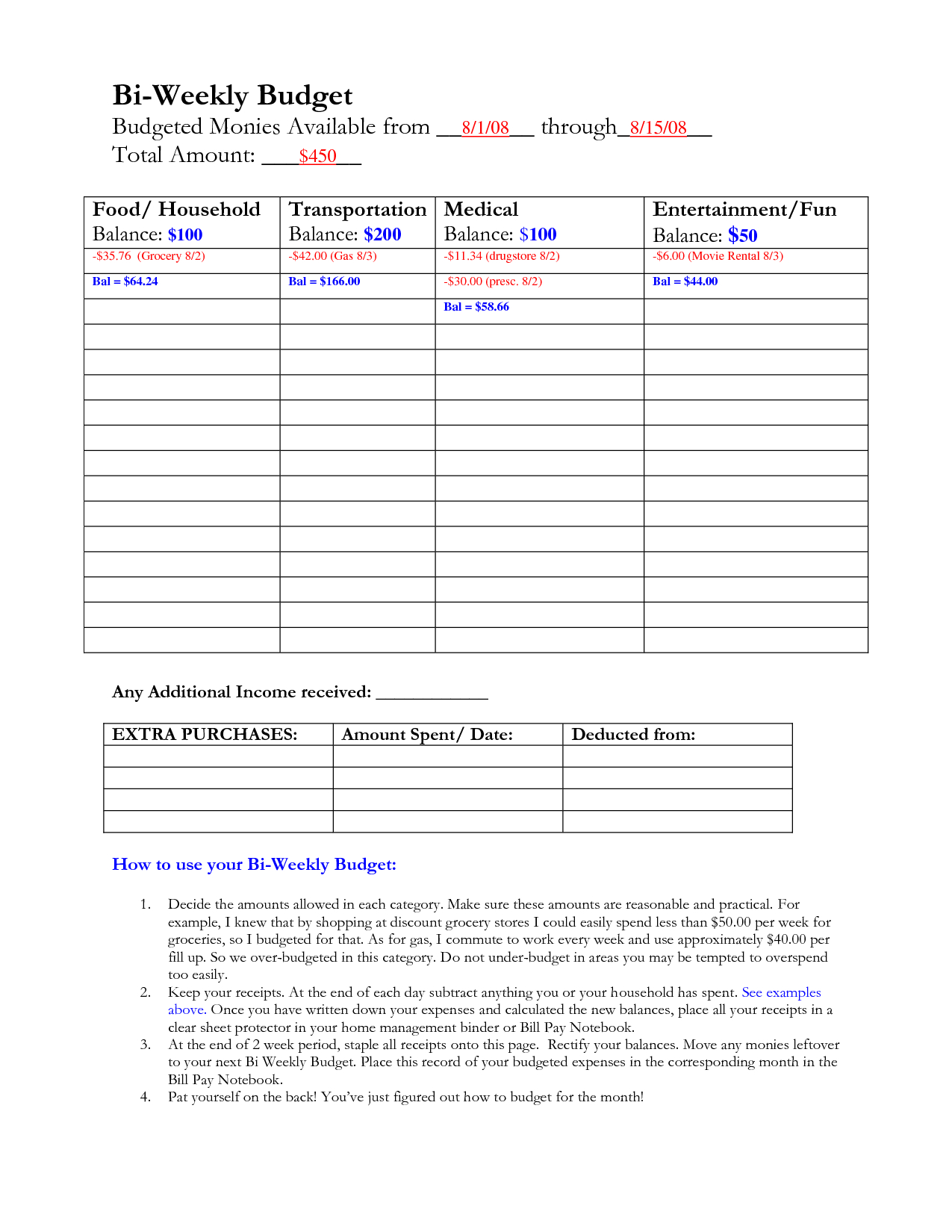 Bi Weekly Budget Calculator Spreadsheet Bonfires And Wine Livin - Free Printable Bi Weekly Budget Template