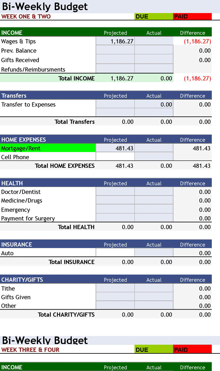 Bi Weekly Budget Planner Printable Software Pdf App Check Templates - Free Printable Bi Weekly Budget Template