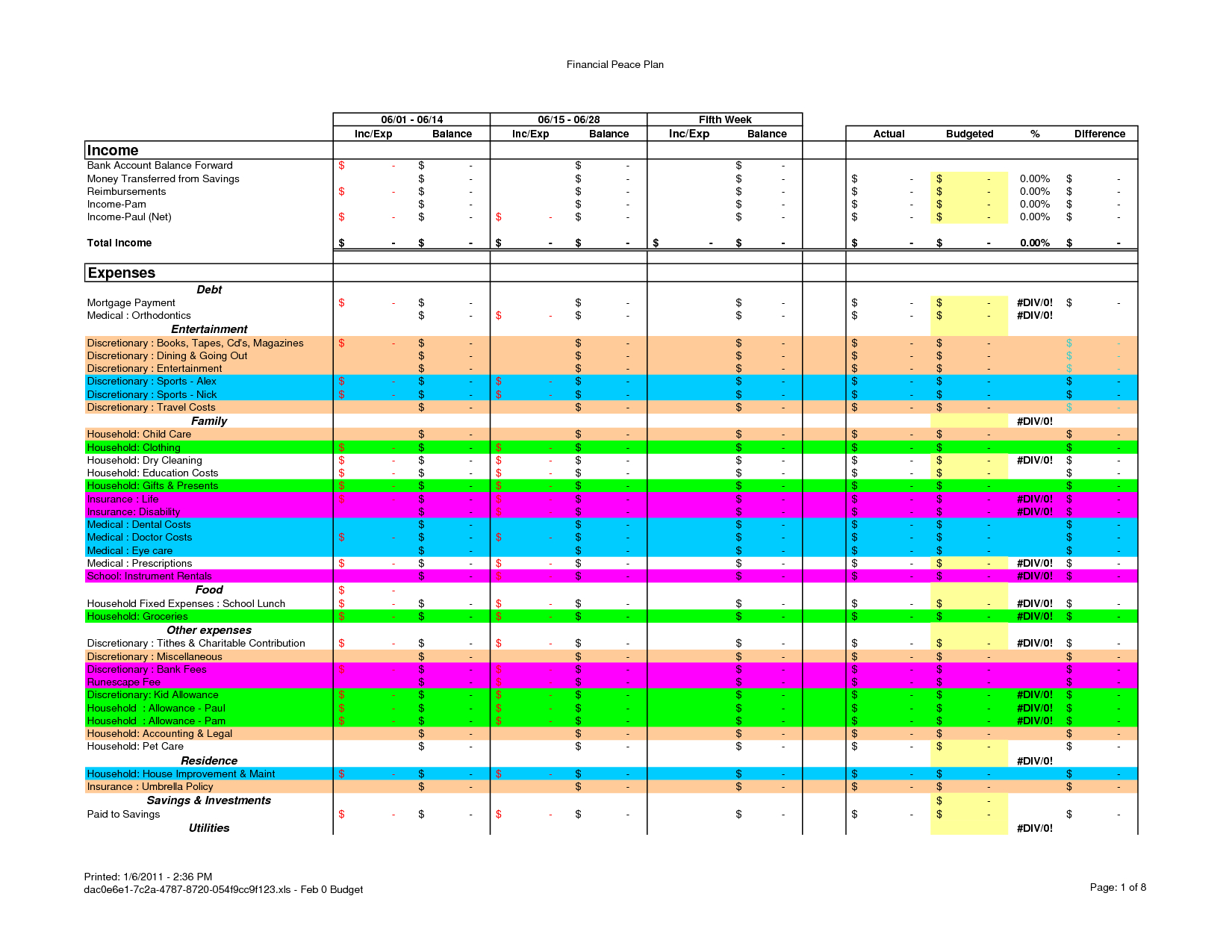 Bi-Weekly+Personal+Budget+Excel+Template+Monthly | Nicole - Free Printable Bi Weekly Budget Template