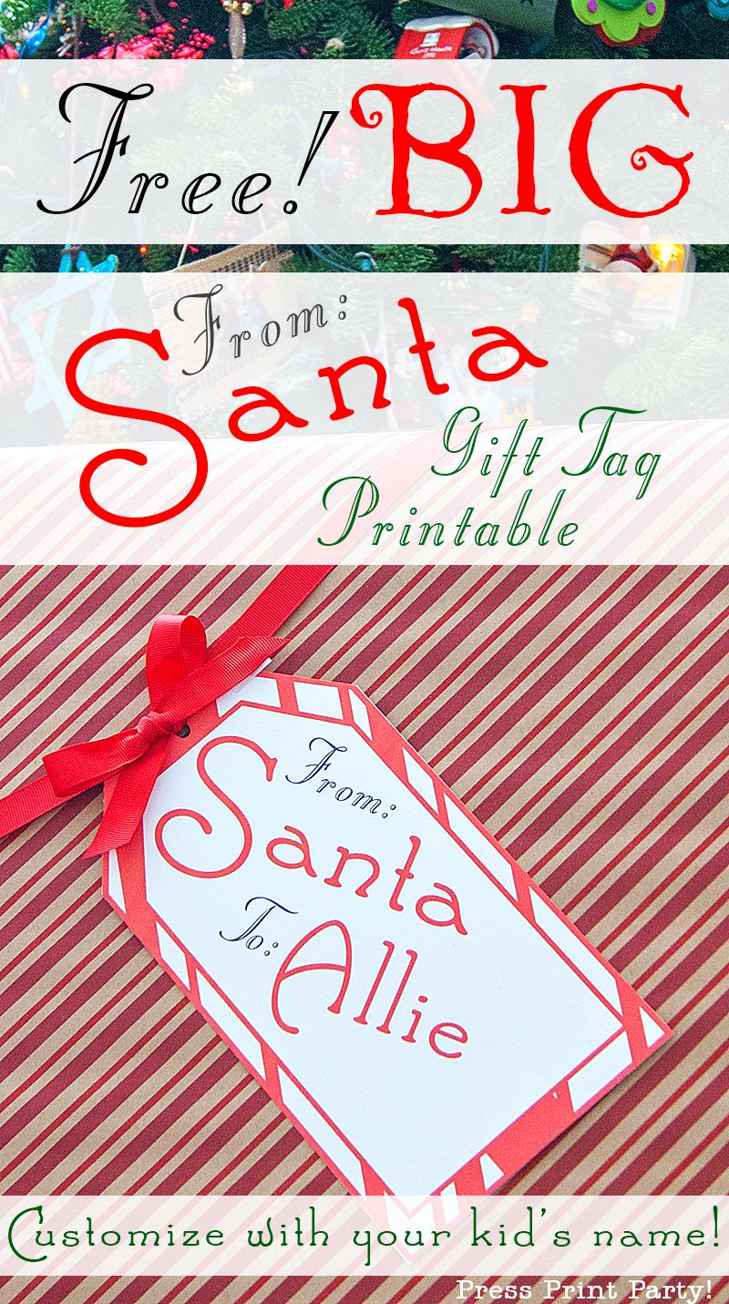 Big Free Printable Christmas Gift Tag - Press Print Party - Free Printable Santa Gift Tags