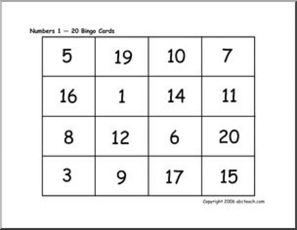 Bingo Cards: Numbers 1-20 | Abcteach Throughout Free Printable - Free Printable Number Bingo Cards 1 20