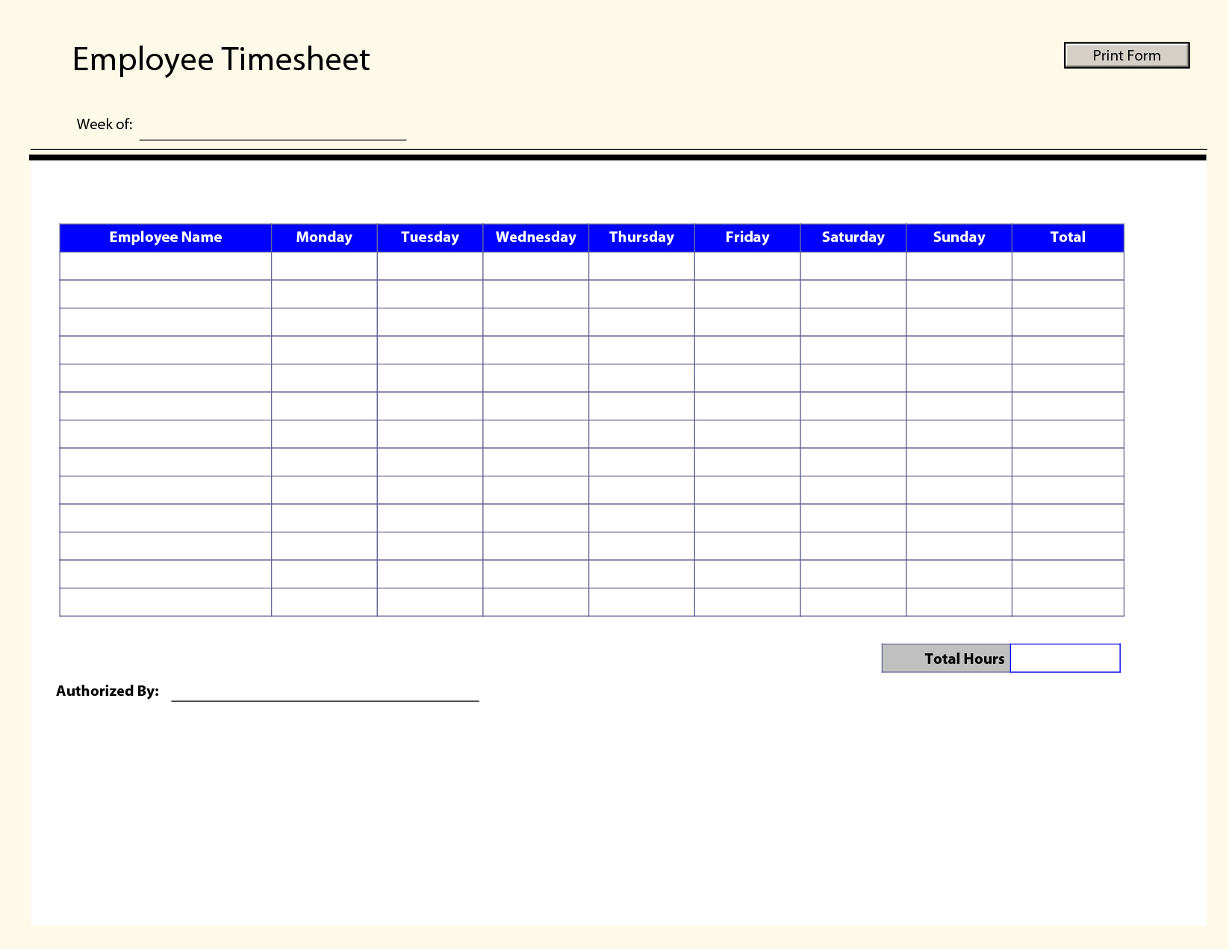 Blank Employee Timesheet Template | Management Templates | Pinterest - Free Printable Blank Time Sheets