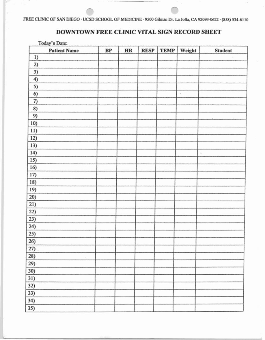 Printable Vital Signs Sheet Printable Templates