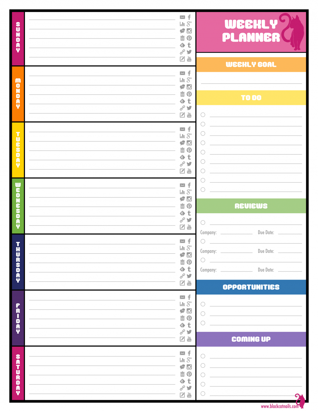 Blank Weekly Nner Pdf Student Template Free Printable Meal | Smorad - Student Planner Template Free Printable