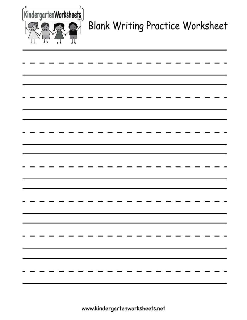 Blank Writing Practice Worksheet - Free Kindergarten English - Free Printable Blank Handwriting Worksheets