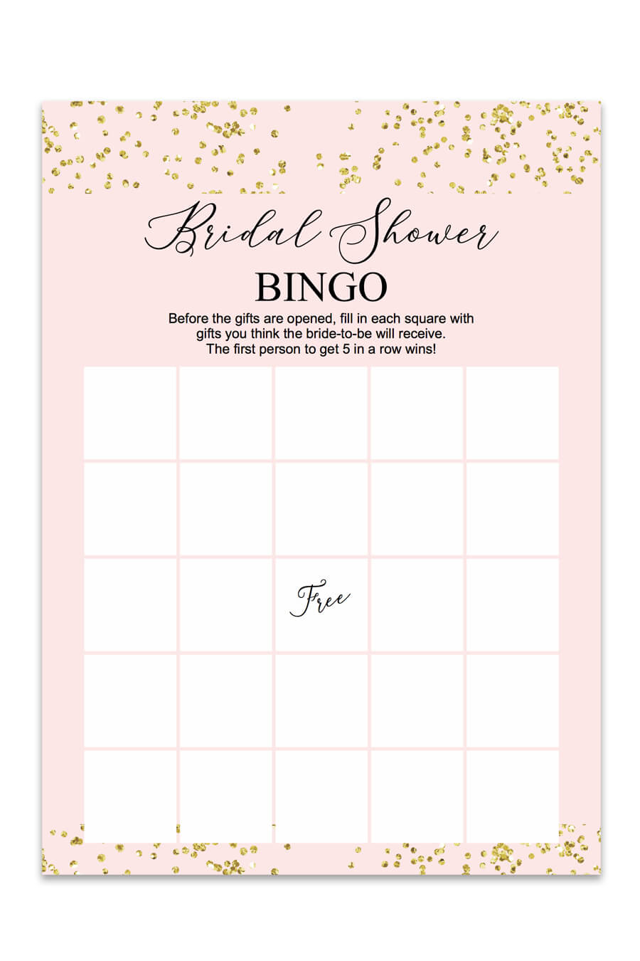 Blush And Confetti Bridal Shower Bingo - Chicfetti - Free Printable Bridal Shower Bingo