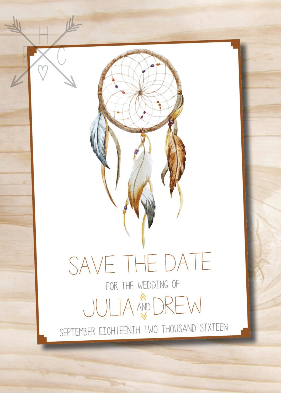 Boho Dreamcatcher Save The Date - Printable Digital File Or Printed - Free Printable Save The Date Birthday Invitations