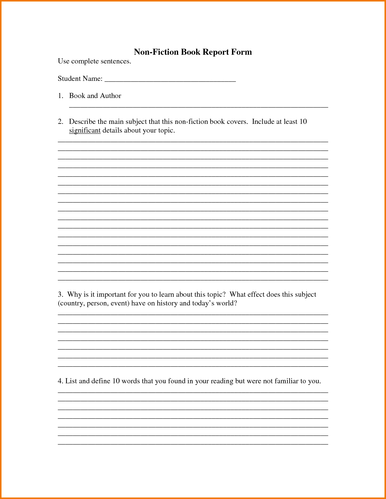 Book Reports For 5Th Graders Englishlinxcom Report Worksheets Excel - Free Printable Books For 5Th Graders