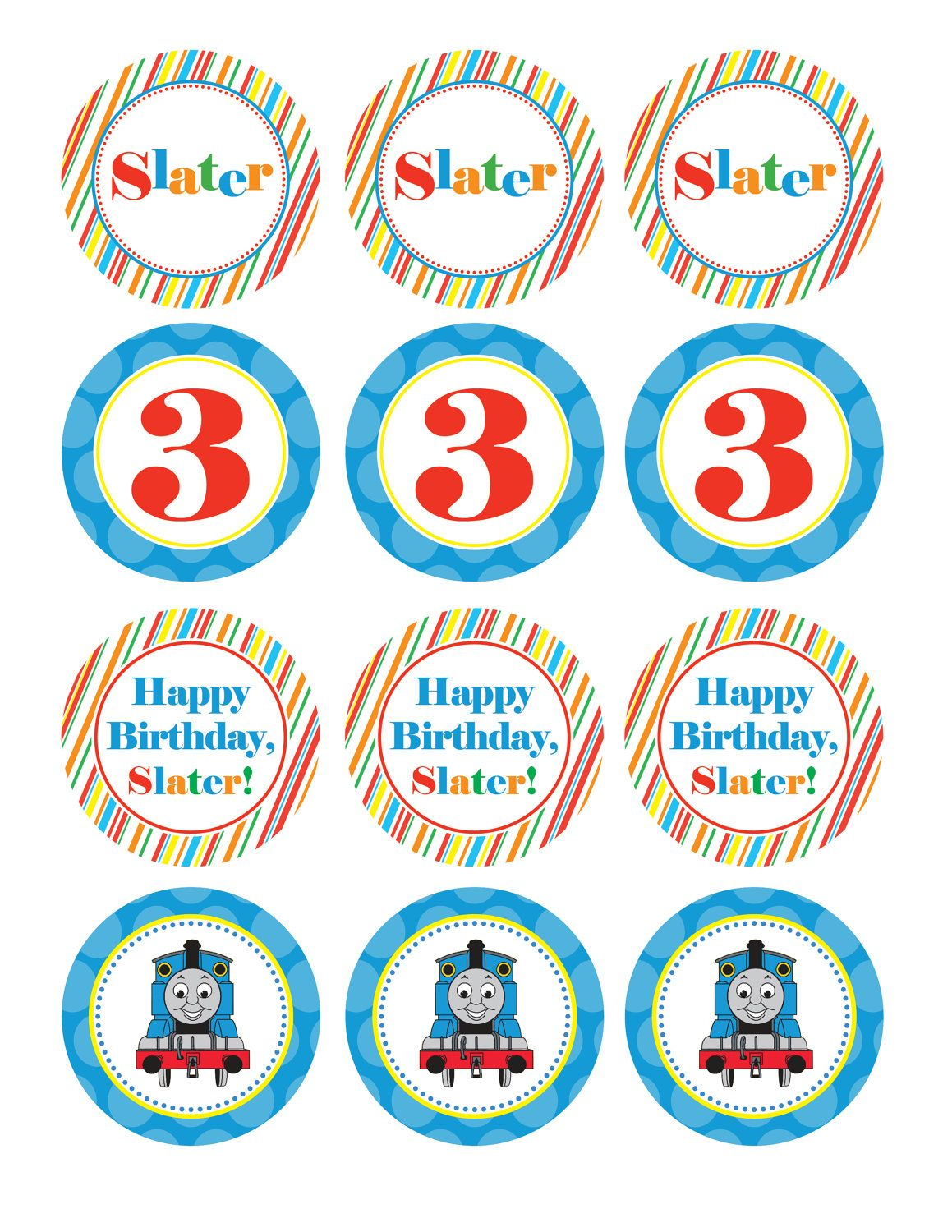 Boy Birthday, Thomas The Train, Custom Cupcake Toppers, Favor Tags - Free Printable Train Cupcake Toppers