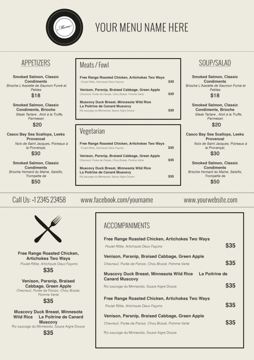 Breathtaking Free Printable Restaurant Menu Templates ~ Ulyssesroom - Free Printable Restaurant Menu Templates