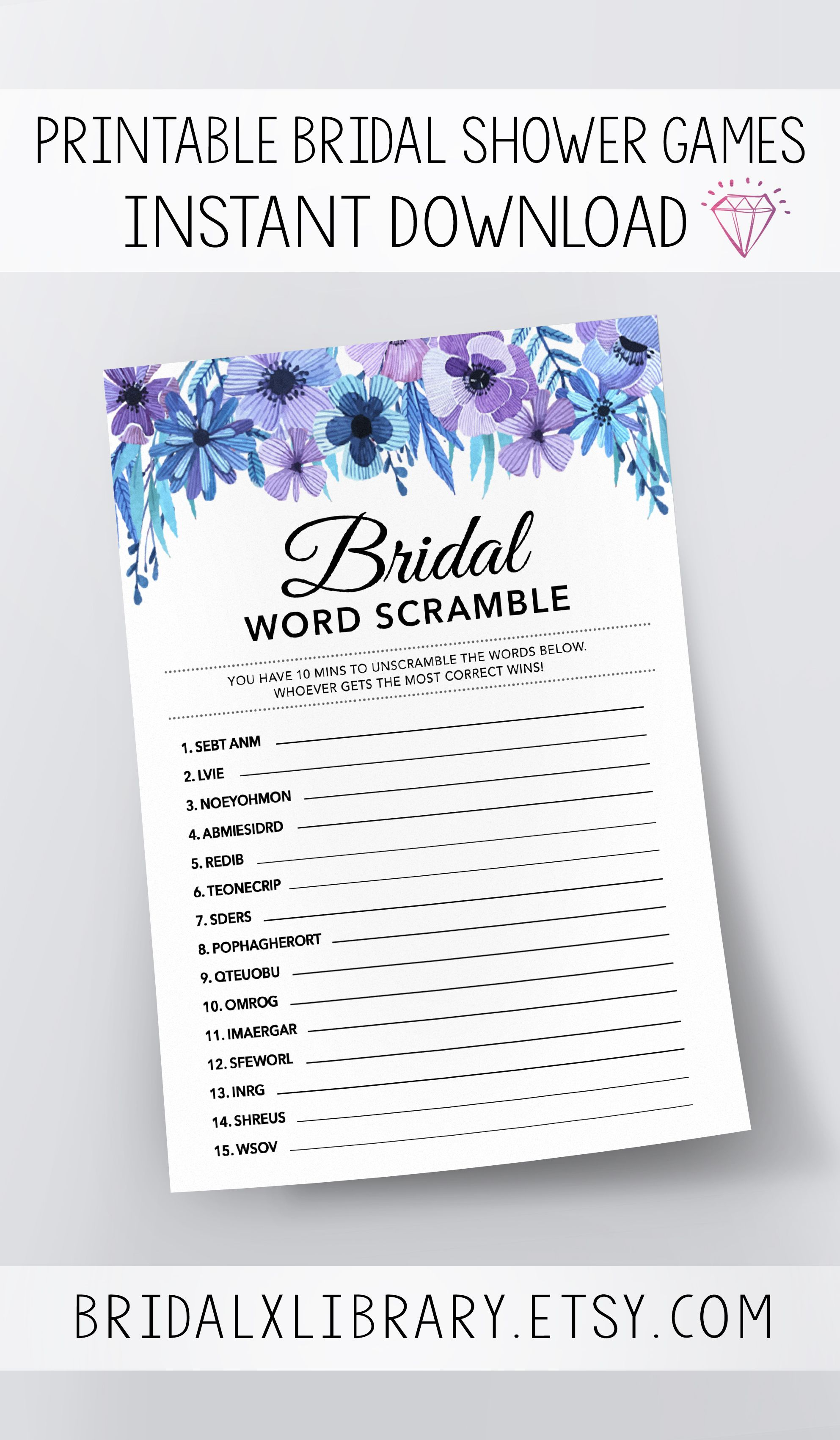 Bridal Word Scramble, Bridal Shower Games Printables, Bridal Shower - Free Printable Bridal Shower Games Word Scramble