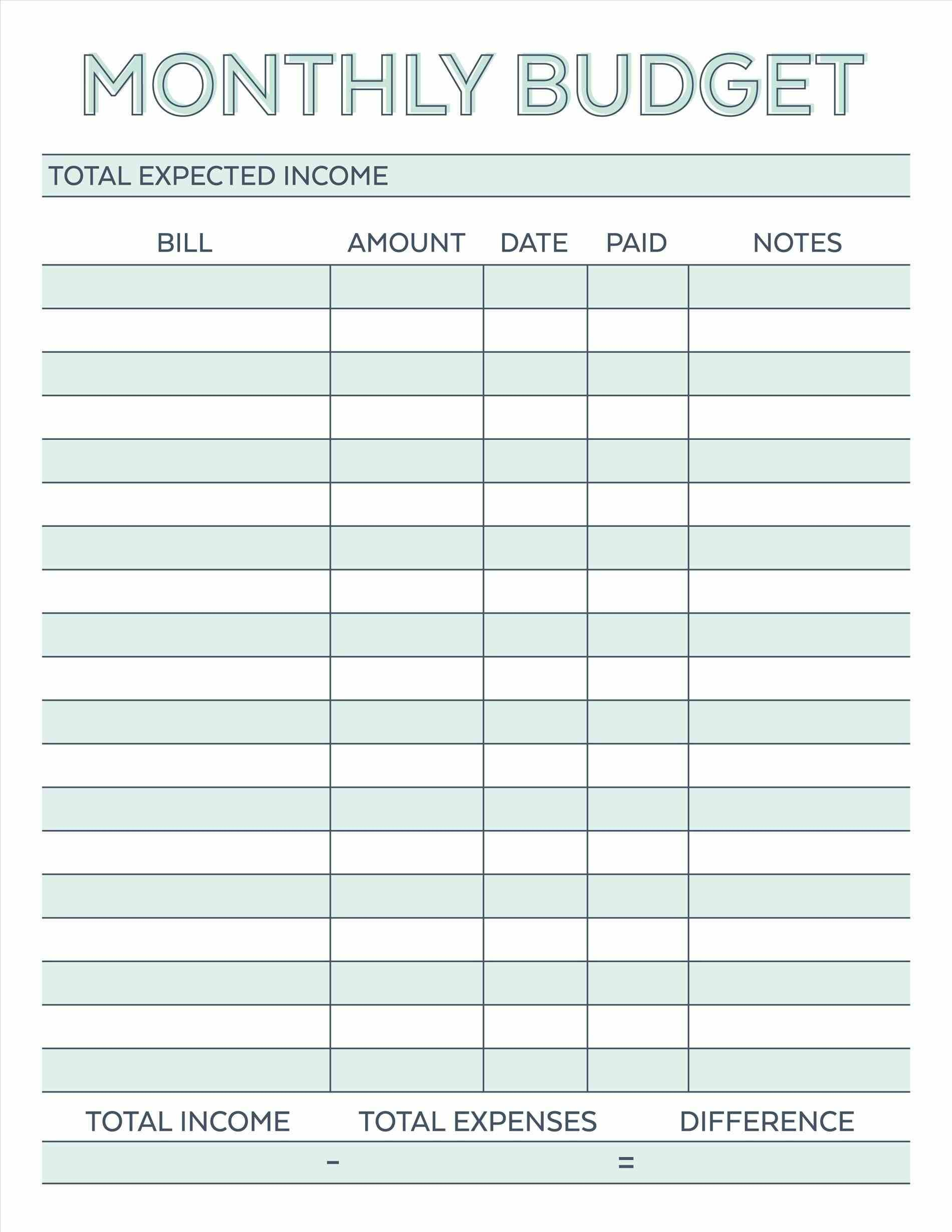 Budget Planner Planner Worksheet Monthly Bills Template Free - Free Budget Printable Template