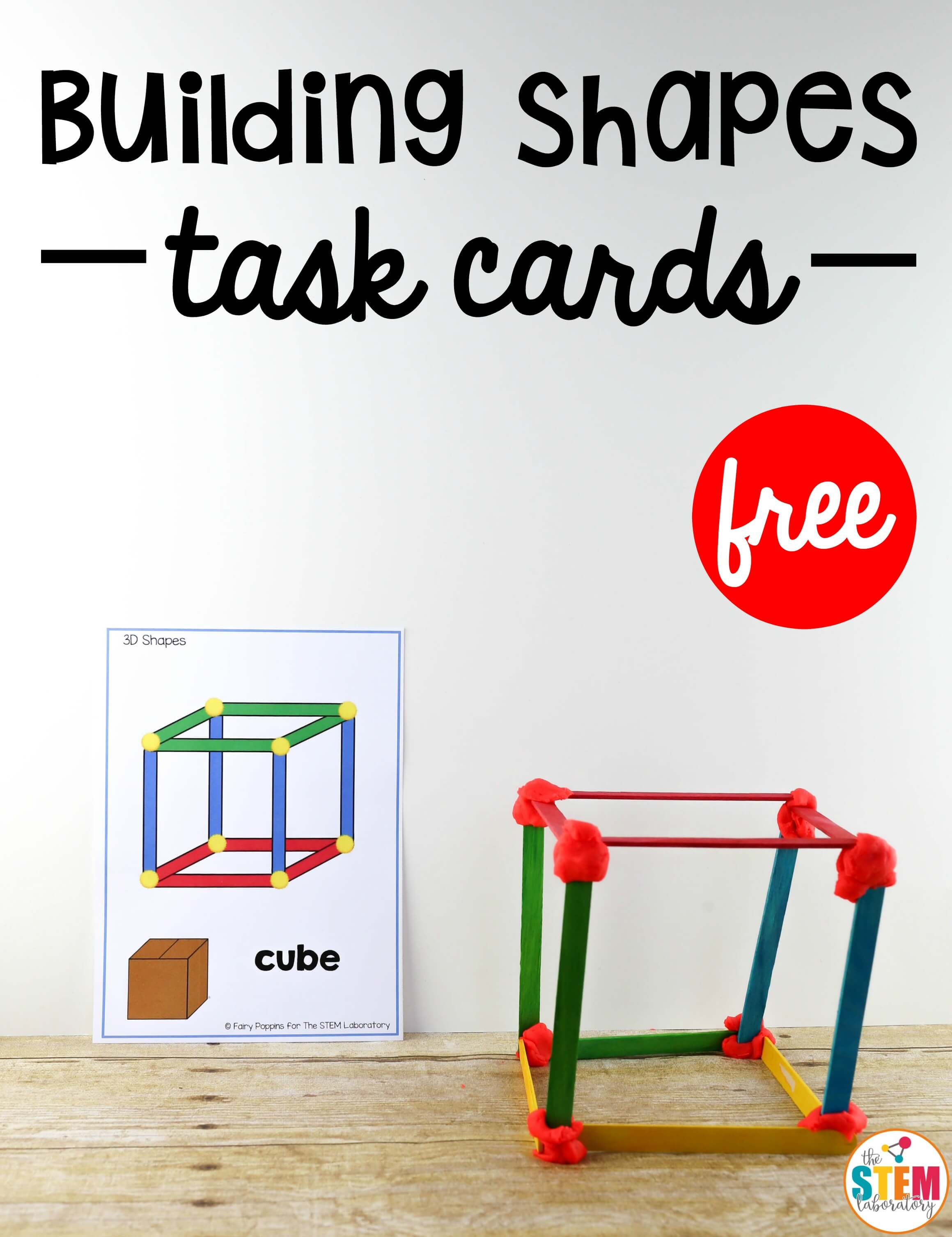 Building Shapes Stem Cards - The Stem Laboratory - Free Printable Kindergarten Task Cards