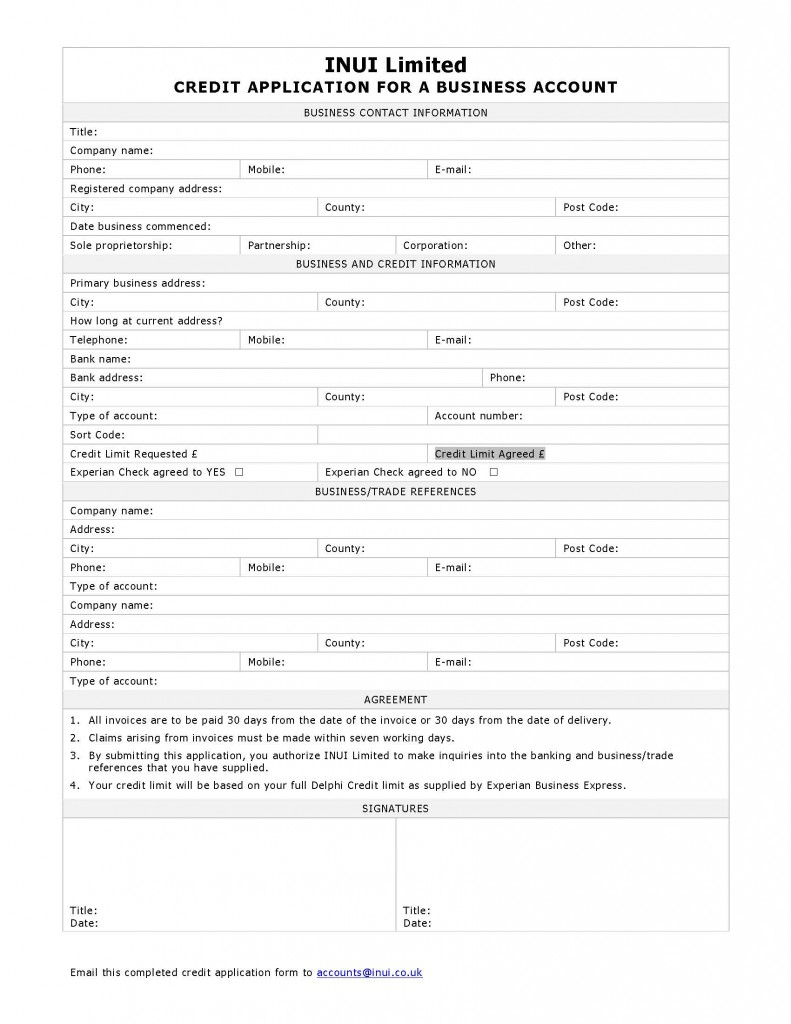 Business Credit Application Form | Inui Inui Throughout Blank Credit - Free Printable Business Credit Application Form
