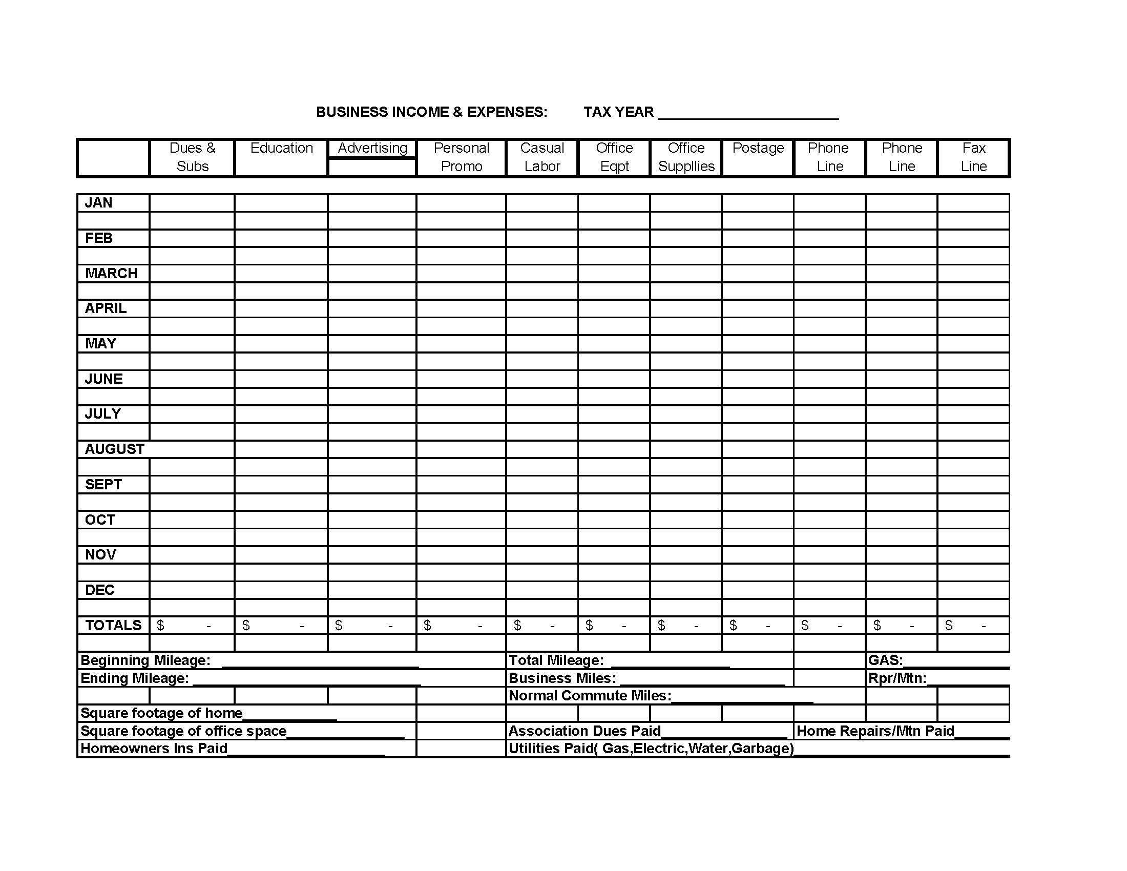 free income and expense wps template