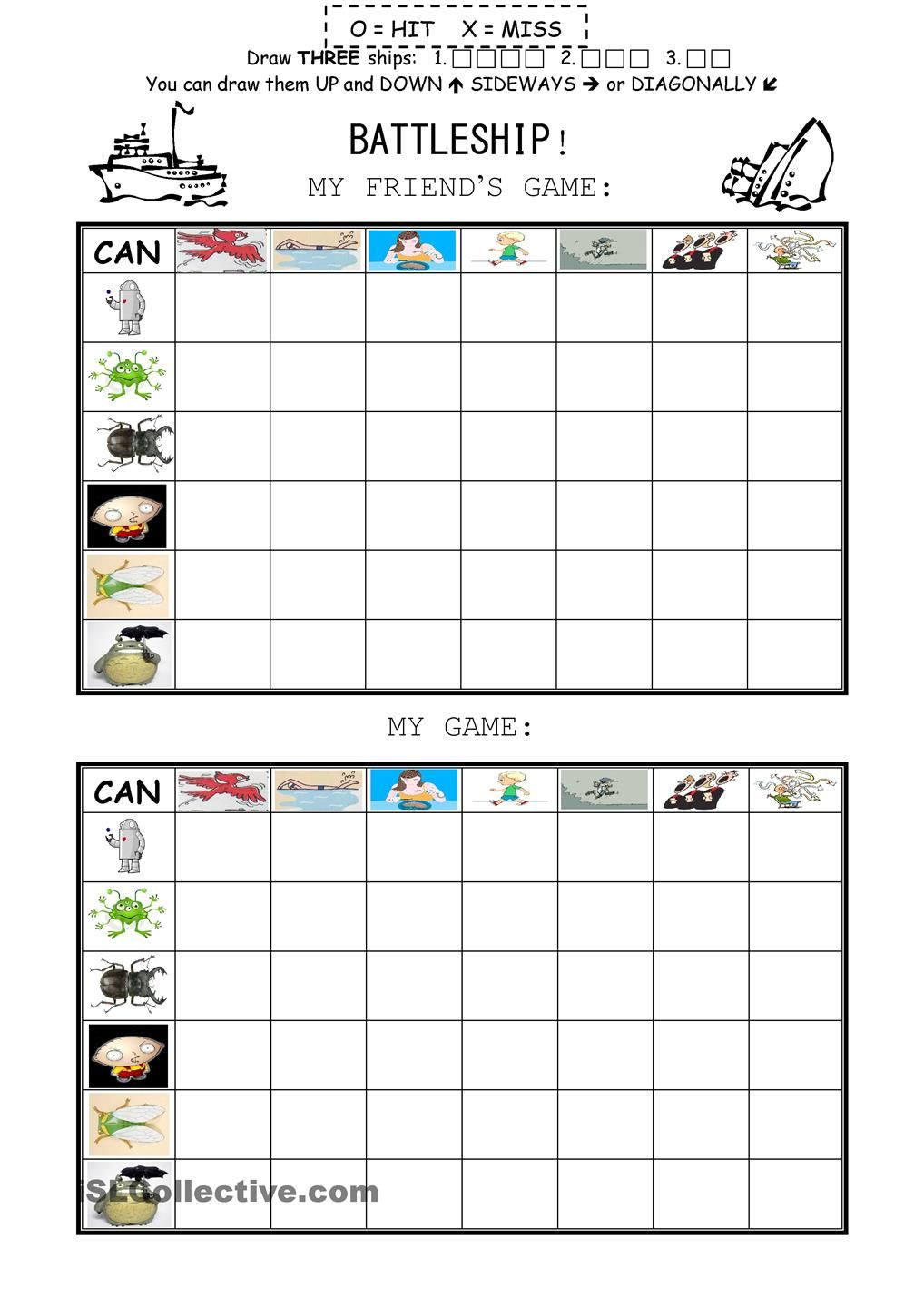 Can Battleship Game | Esl | Pinterest | Battleship Game, Vocabulary - Free Printable Battleship Game