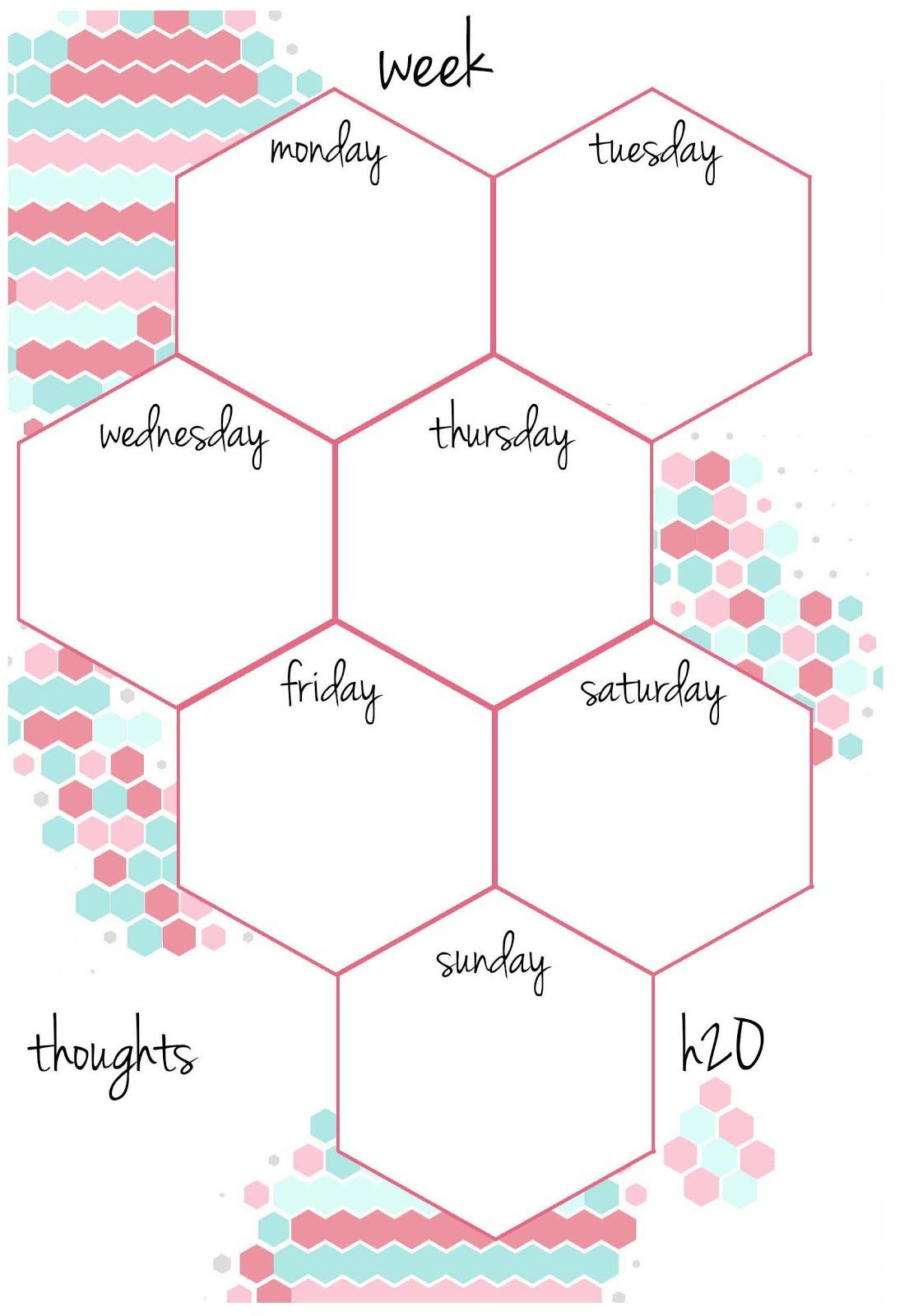Candy Hexagon Planner Inserts | Undated A5 &amp;amp; A6 Week On A Page To Do - Free Printable Weekly Planner 2017