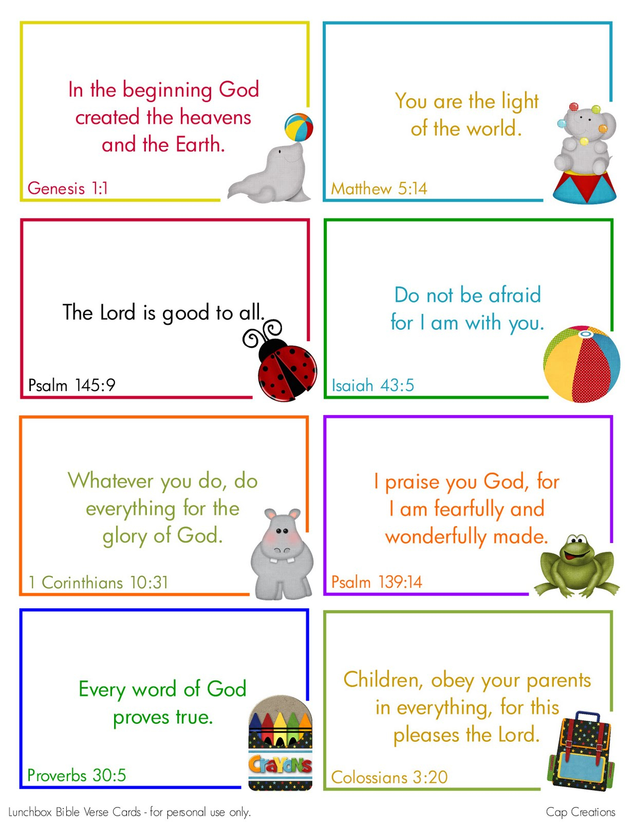 Cap Creations: Free Printable Lunchbox Bible Verse Cards - Free Printable Bible Verse Cards