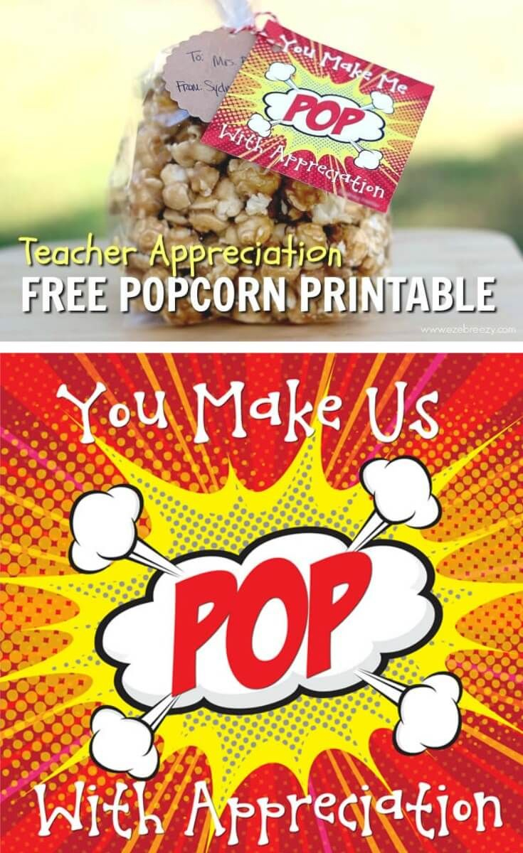 Caramel Popcorn | Recipe | Gift Ideas | Pinterest | Teacher - Free Popcorn Teacher Appreciation Printable