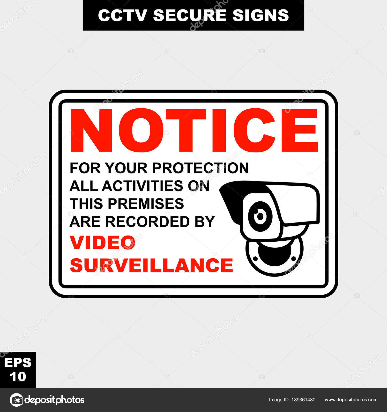 Cctv Alarm Monitored Hour Video Camera Sign Vector Style Version - Printable Video Surveillance Signs Free