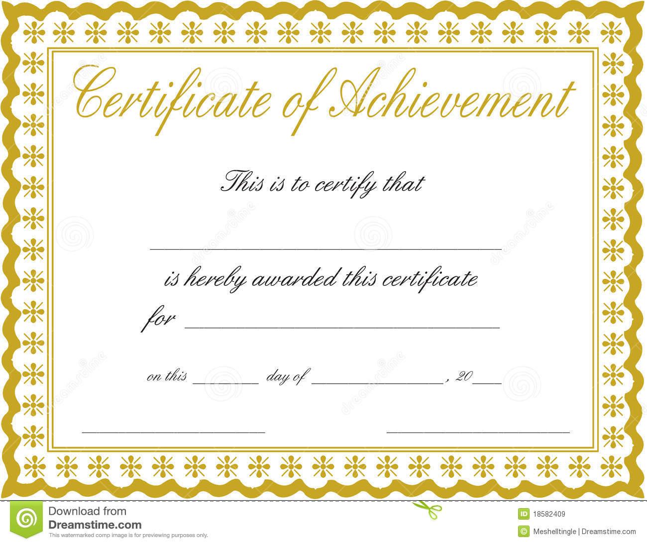 Certificate Of Achievement Stock Image. Image Of Bronze - 18582409 - Free Printable Blank Certificates Of Achievement