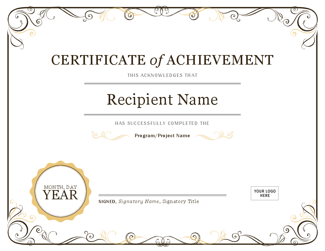 Certificates - Office - Free Customizable Printable Certificates Of Achievement