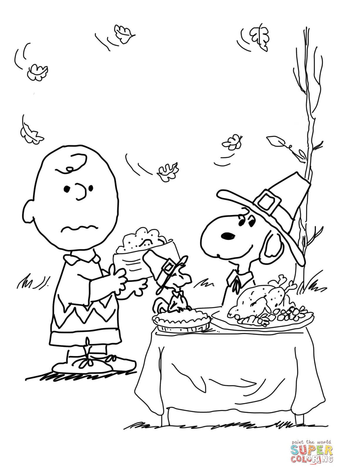 Charlie Brown Thanksgiving Coloring Page From Peanuts Category - Free Printable Charlie Brown Halloween Coloring Pages
