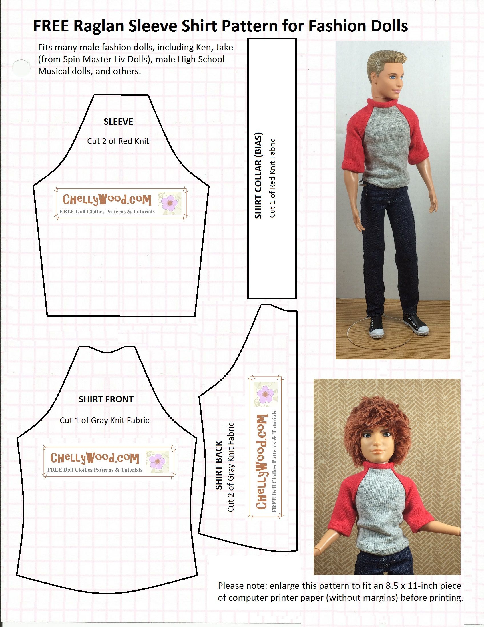 Chellywood Has Free, Printable Sewing Patterns For Lots Of - Free Printable Patterns For Sewing Doll Clothes