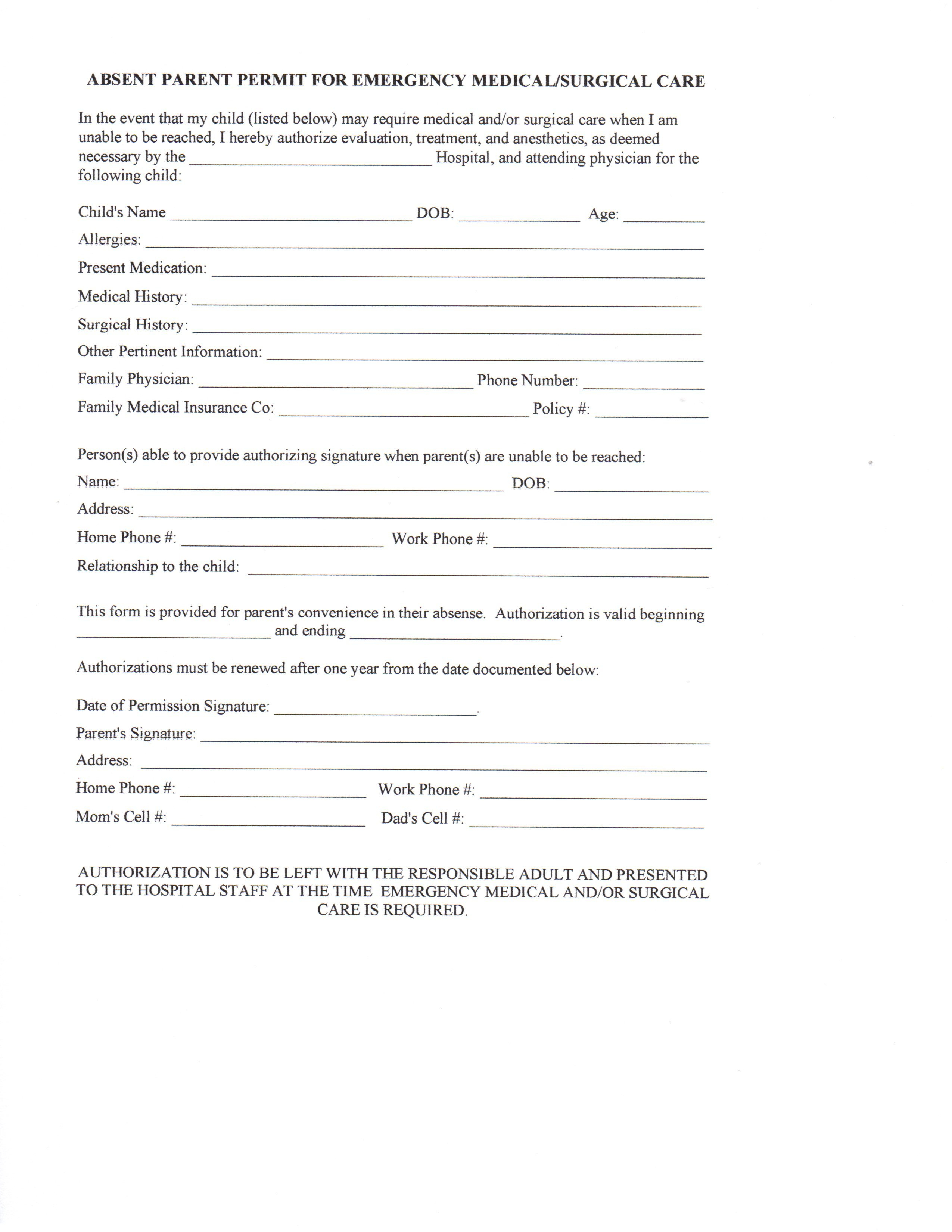 Free Printable Daycare Forms For Parents