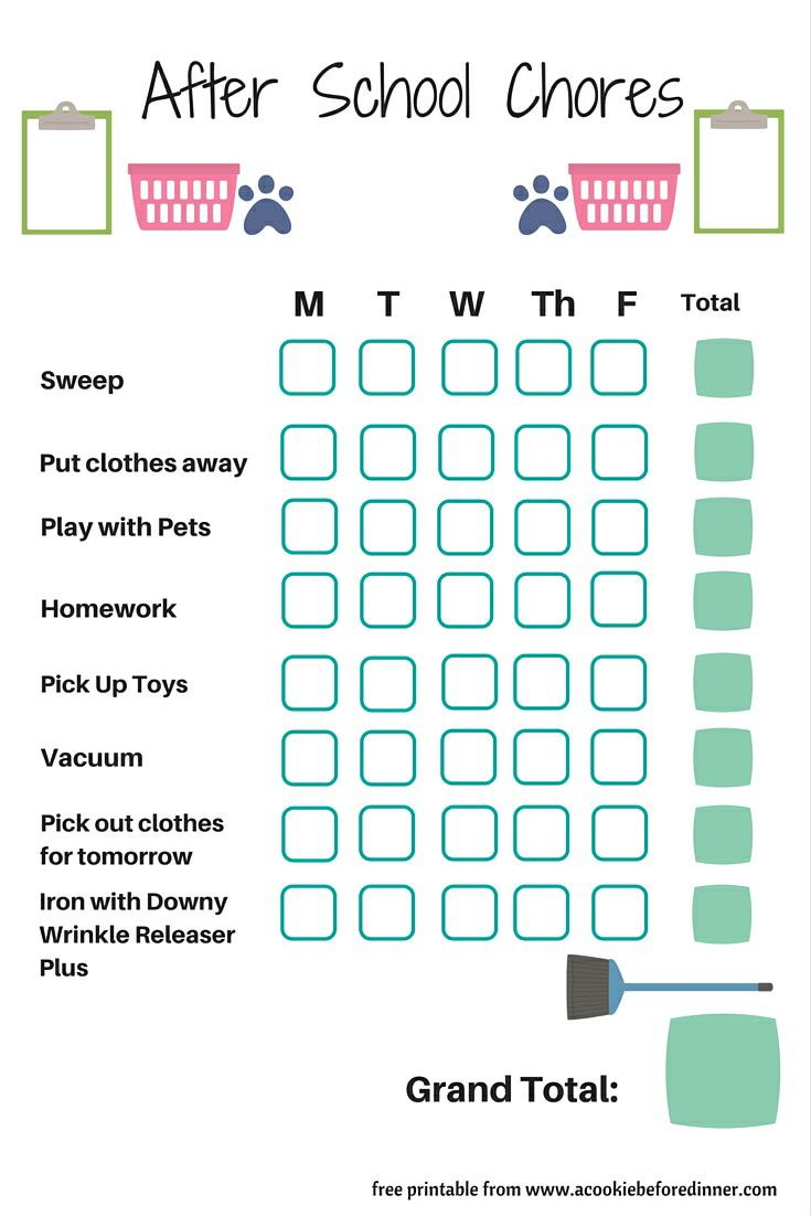 Chores For 6 To 8 Year Olds + A Free Chore Chart Printable - Free Printable Chore Charts For 7 Year Olds