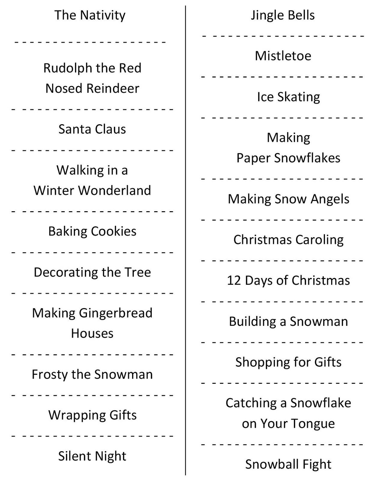 Christmas Charades (Free Printable Party Game) | Christmas | Holiday - Free Printable Charades Cards