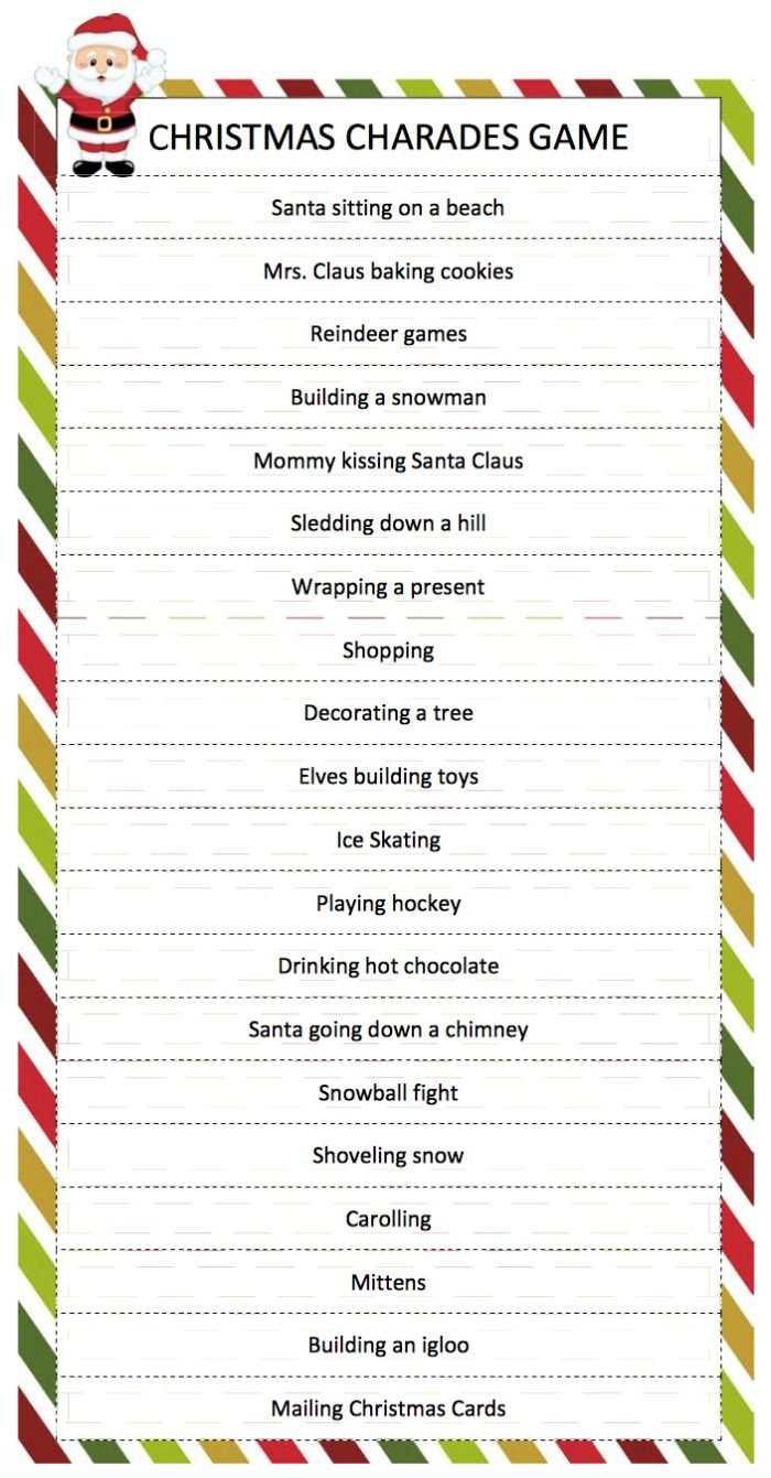 Christmas Charades Game | Breakfast Brunch | Pinterest | Christmas - Free Printable Christmas Games For Family Gatherings