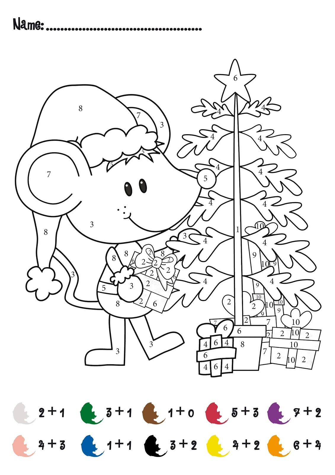 Christmas Colornumbers Printables | Christmas Addition Math - Free Printable Christmas Color By Number Coloring Pages