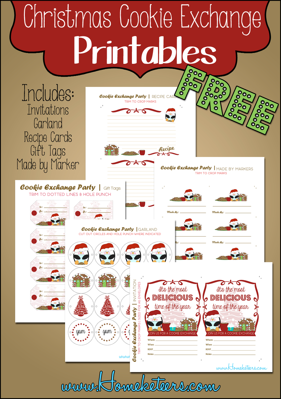Christmas Cookie Exchange ~ Free Printables | Avec Amour, Fait - Free Christmas Cookie Exchange Printable Invitation