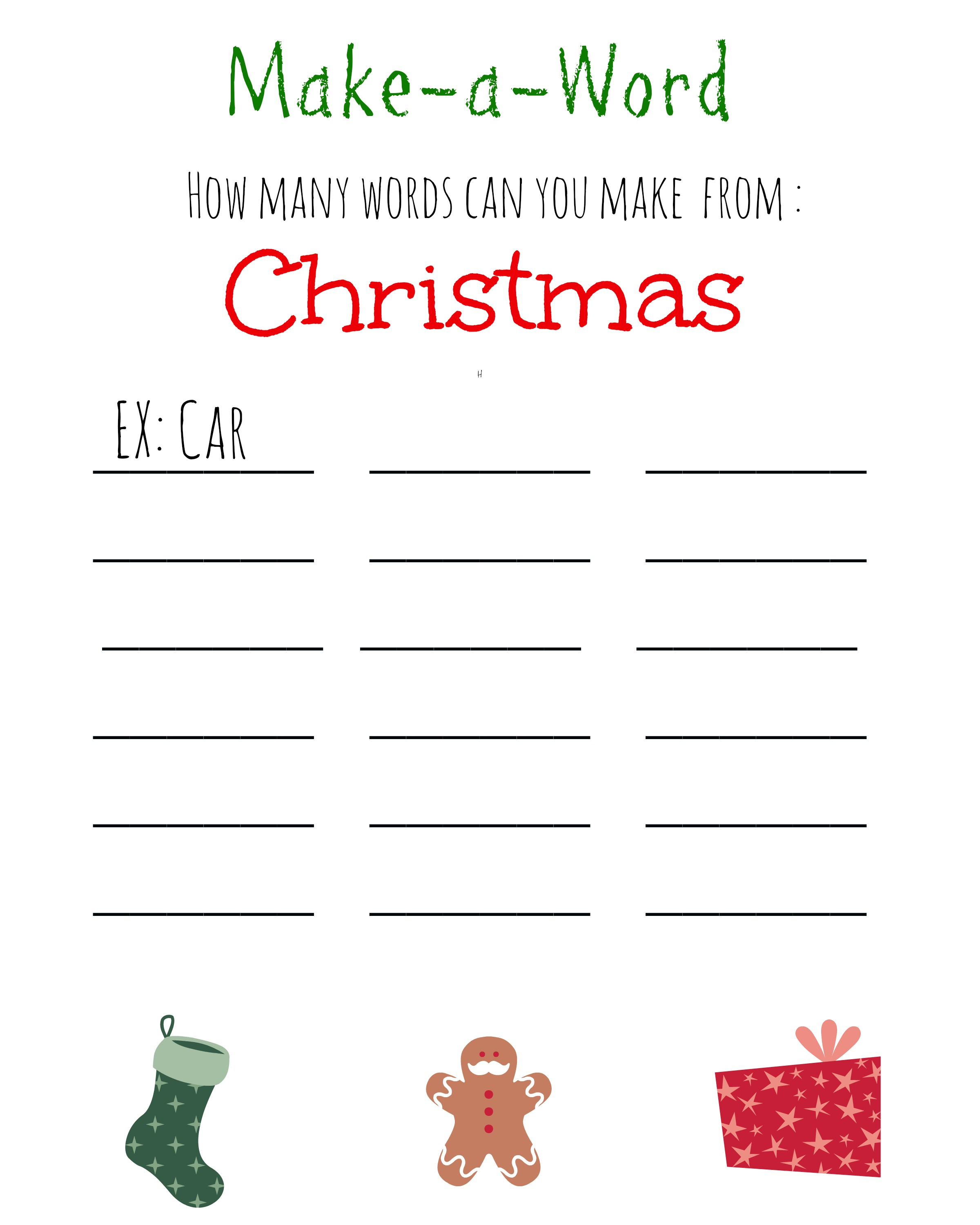 Christmas Games For Kids ~ Free Printable, Christmas Make A Word - Free Printable Group Games