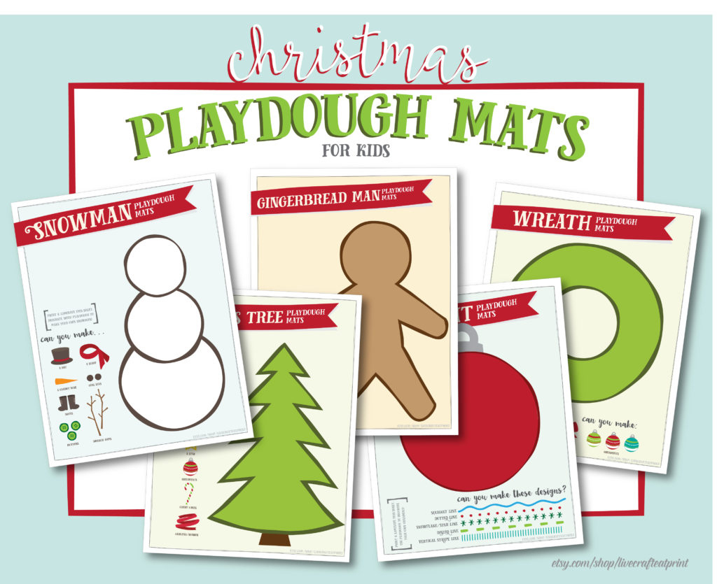 Christmas Playdough Mats - Free Printable | Live Craft Eat - Free Printable Playdough Mats