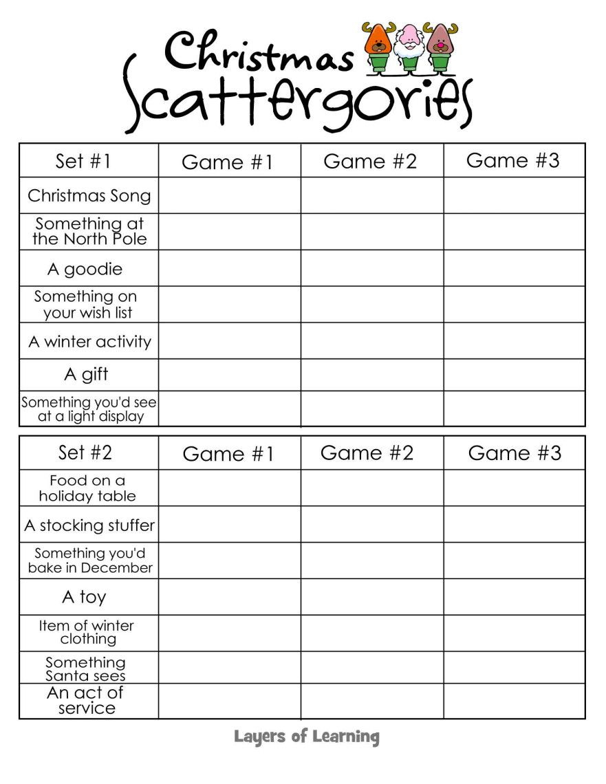 Christmas Scattergories | Christmas Party Games | Christmas - Free Printable Christmas Games For Adults