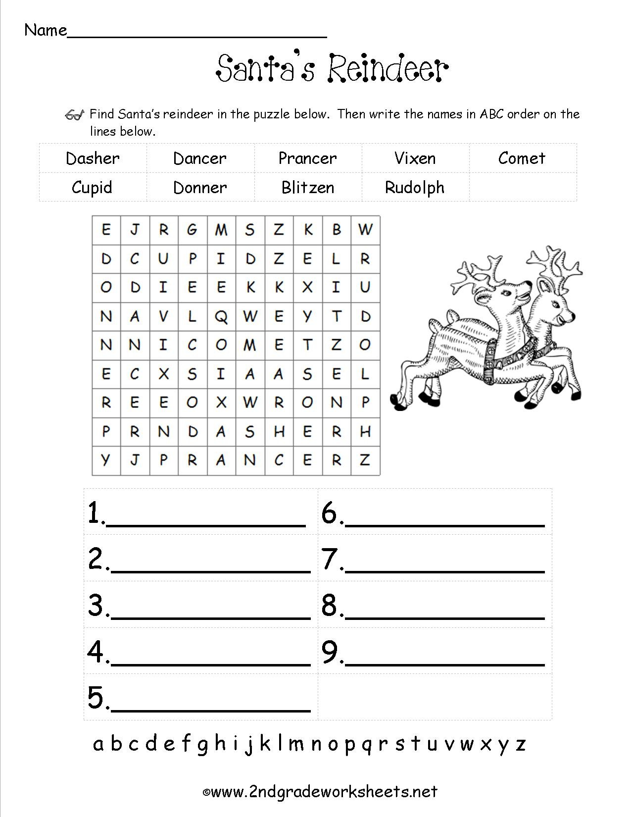 Christmas Worksheets And Printouts - Free Printable Activity Sheets For 2Nd Grade