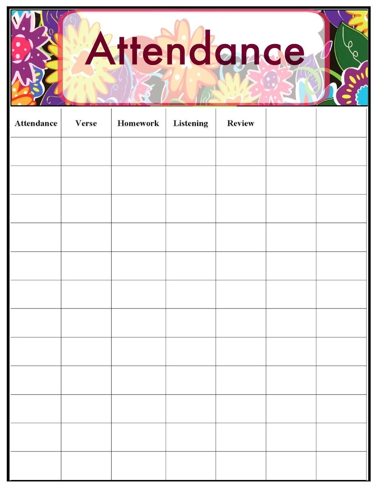 Classroom Attendance Sheets Bunch Ideas Of Printable  Free Chart - Free Printable Sunday School Attendance Sheet