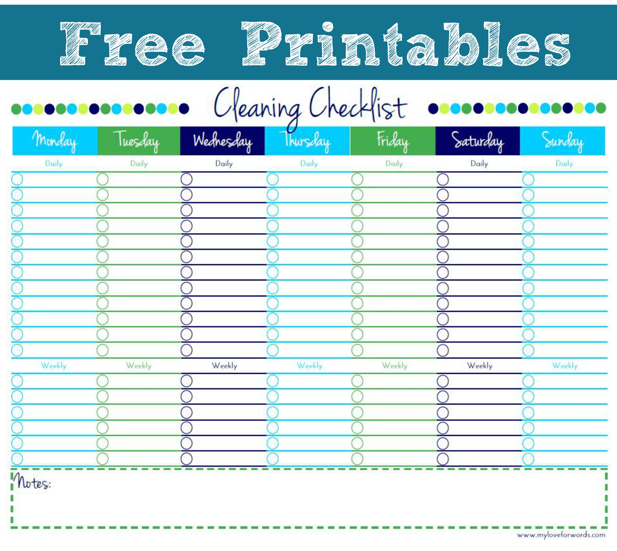 Cleaning Checklist {Free Printable} - Free Printable Cleaning Schedule