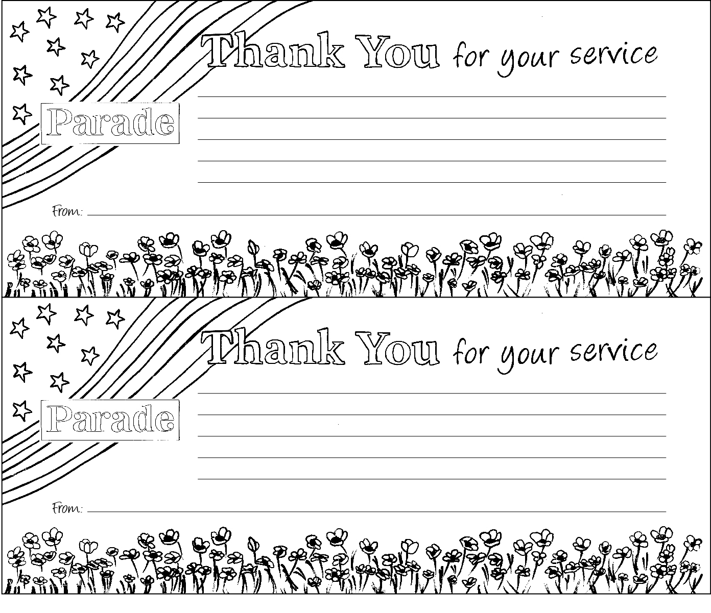 Color A Free Downloadable Veterans Day Thank You Note Or Make A Pipe - Veterans Day Free Printable Cards