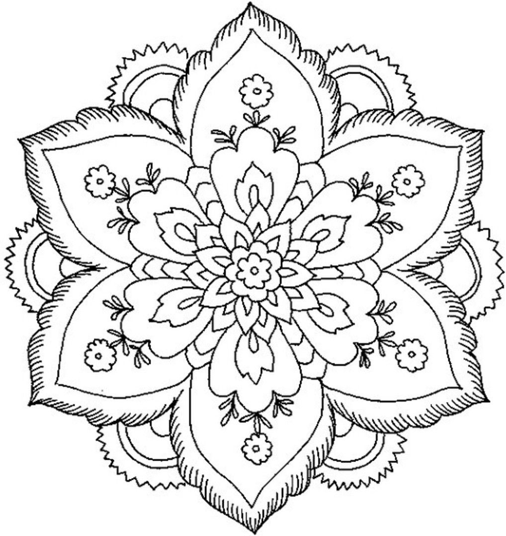 Coloring Pages : Flower Coloring Pages Mandala Great Free Clipart - Free Printable Flower Coloring Pages For Adults