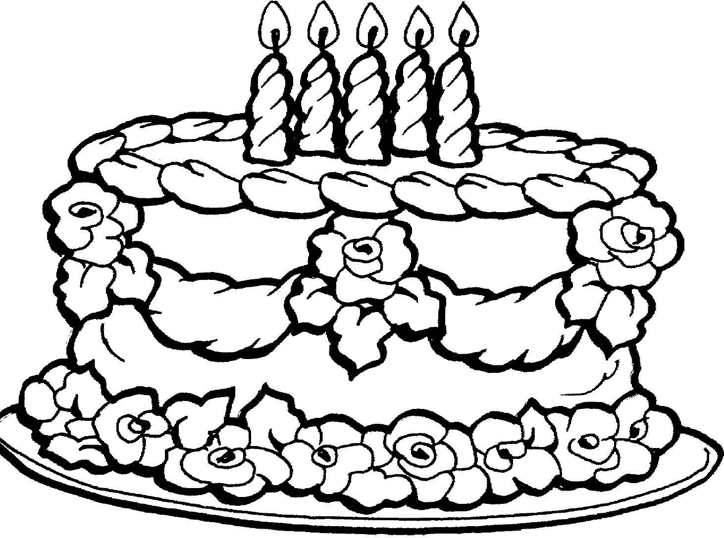 Coloring Pages Of Birthday Cakes Dragon With Happy Cake Page Free - Free Printable Pictures Of Birthday Cakes